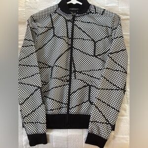 Beyond Yoga Geometric Black and White Women’s Bomber Jacket